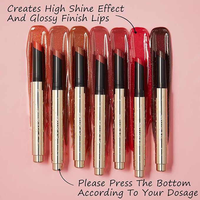 FOCALLURE Shimmer Lipstick,Moisturizing Plumping Lip Gloss,Shimmery Glossy Finish,Hydrating,Long Lasting,Non-Stick Cup Lip Makeup,High Shine for Plumper Looking Lips,Ardor