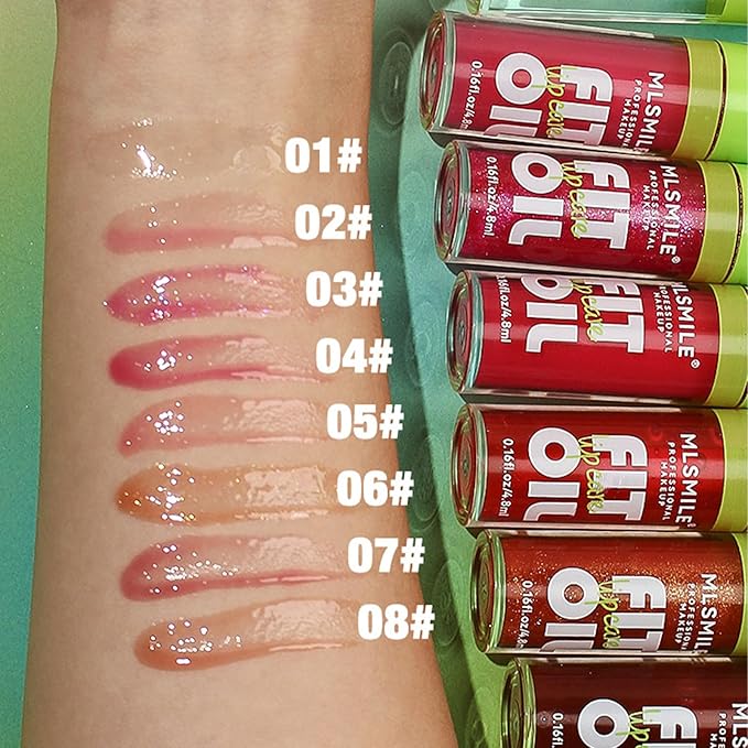 Lip Oil Lip Glaze, Big Brush Head Hydrating Lip Glow Oil,Shiny Transparent Lip Gloss Plumping,Long Lasting Nourishing Non-sticky Fresh Clear Smooth Lip Care (#08)