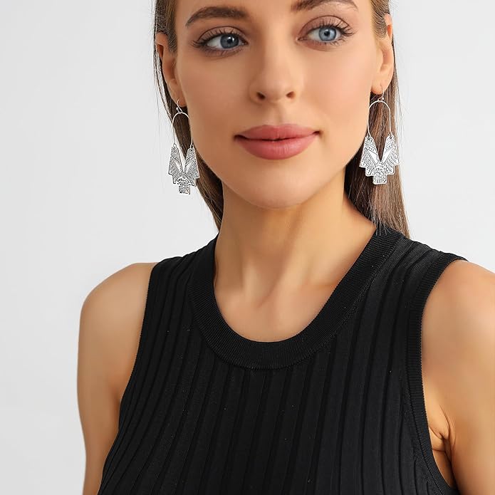 Zealmer Gold Geometric Earrings Statement Vintage