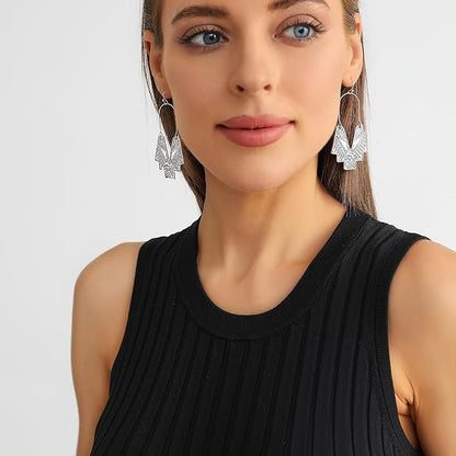 Zealmer Gold Geometric Earrings Statement Vintage