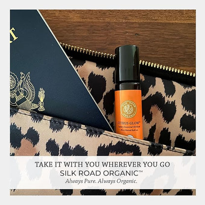 Silk Road Organic Citrus Glow Essential Oil Revive Blend Roll On, 100% Pure USDA Certified Citrus & Vanilla - Uplifting, & Energizing - 10 ml Roller - Always Pure, Always Organic
