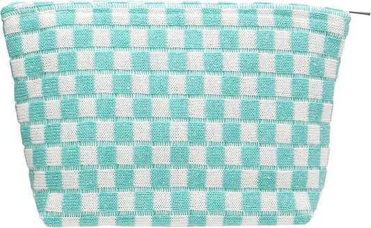 Pazimiik knitted checkered makeup bag
