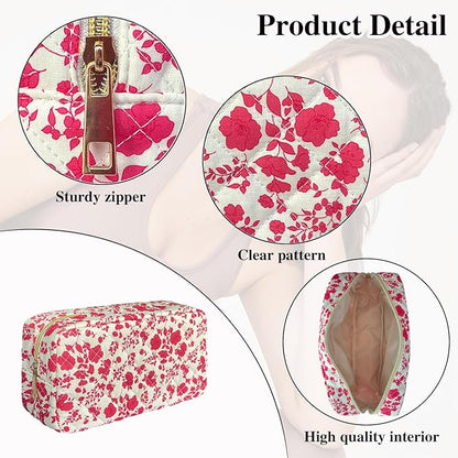 Quilted makeup bag floral makeup