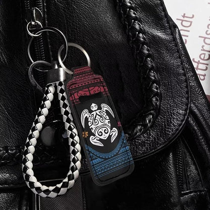 Bulopur Polynesian Tribe Turtle Chapstick Holder Keychain Lipstick Keyring