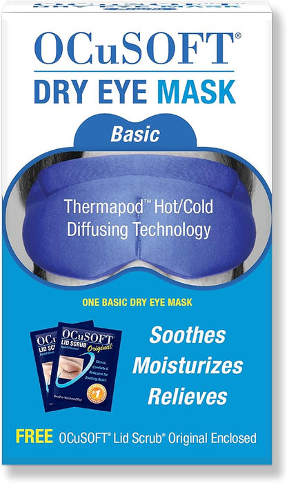 OCuSOFT Lid Scrub Foaming Cleanser & Dry Eye Mask Bundle - Eyelid & Eyelash Cleanser & Reusable Warm Compress Bundle - Soothes Irritated Eyelids - 7.25 fl oz & 1 Thermapod Mask