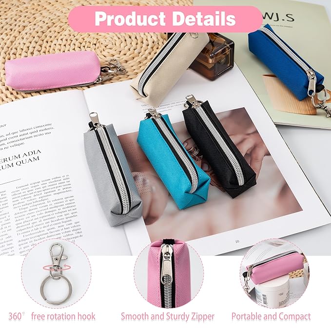Chapstick Holder 6 Pcs Lip Balm Sleeve Pouch Portable Lipstick Holder Bag Clip-on Makeup Travel Accessories Great Stuffers Gift for Women