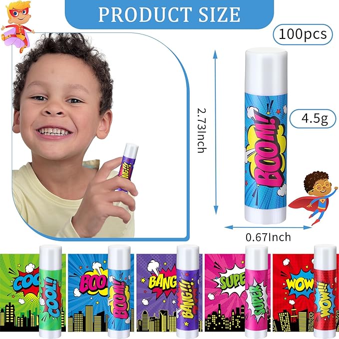 100 Pcs Hero Party Favors Lip Supplies