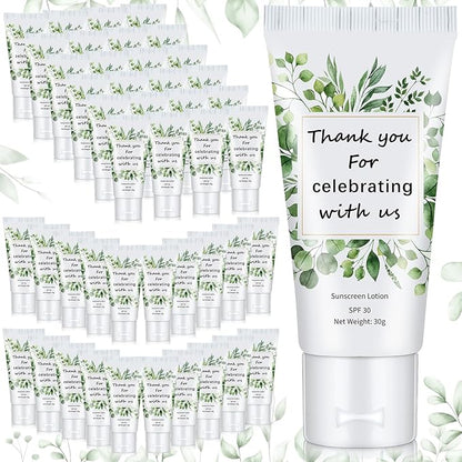 72 Pcs Mini Sunscreen Bulk for Summer Party Wedding SPF 30 Water Resistant Sunscreen Lotion Bulk 1oz Travel Size for Thank You Gifts Summer Party Wedding Supplies(Eucalyptus)