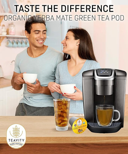 Organic Yerba Mate Tea Pods for Keurig - Green, Unsmoked Yerba Mate by Teavity (12 Tea Pods)