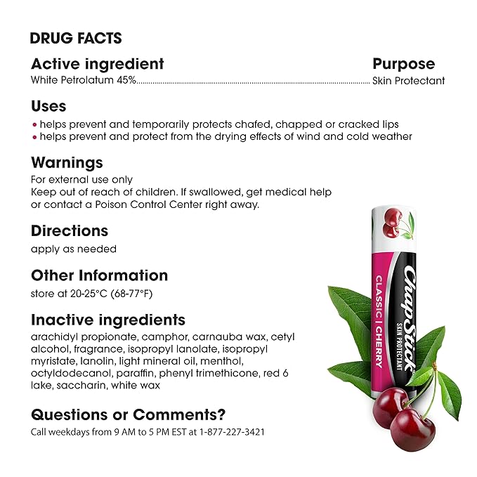 ChapStick Classic Cherry Lip Balm Tube,