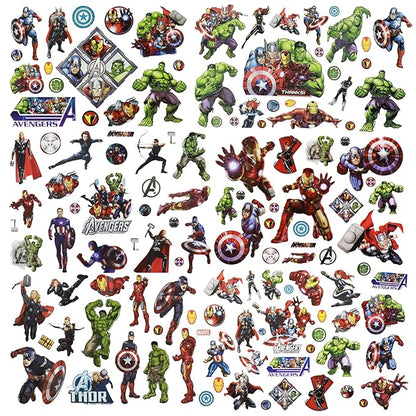 8 Sheets Superhero Temporary Tattoos Stickers for Kids Supplies Favors