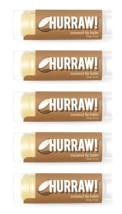 Hurraw! Coconut Lip Balm, 5 Pack: Palm