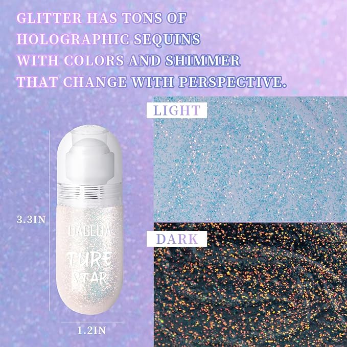 DAGEDA Body Glitter Gel, Roll-on Face Glitter for (Galaxy Blue)