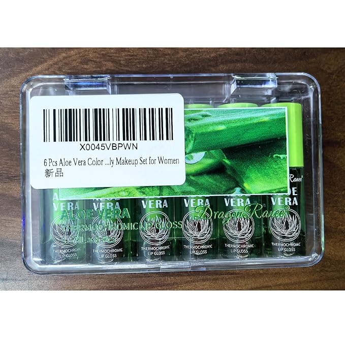 6 Pcs Aloe Vera Color Changing Lip Oil, Hydrating Plumping Lip Glow Oil, Magic Color Changing Lip Gloss,Long Lasting Tinted Lip Balm Temperature Color Change Lip Tint Glossly Makeup Set for Women