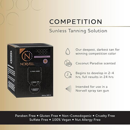 Norvell Premium Professional Sunless Tanning Spray Tan Solution - Competition Tan, 1 Liter Box