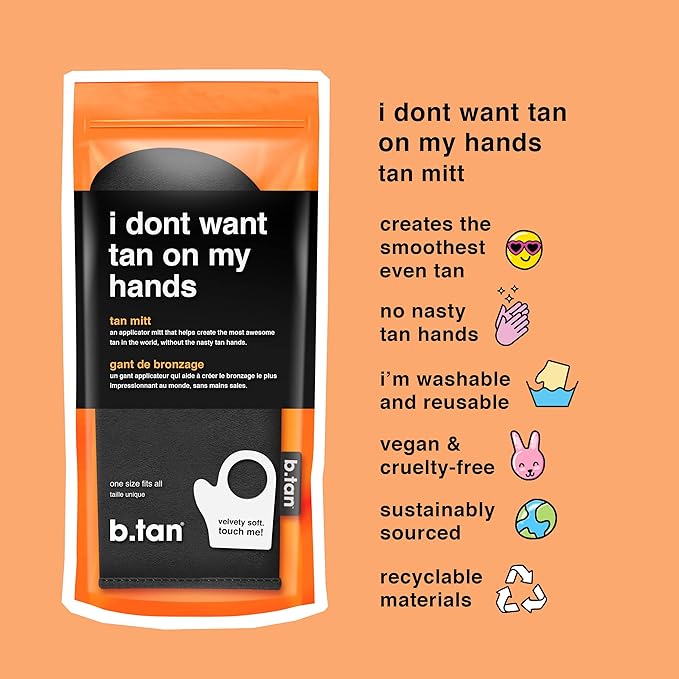 b.tan Face + Body Self Tanning Mitt Kit | Face & Body Mitt Bundle - Streak-Free, Velvety Soft, Reusable & Washable Self Tanner Mitt for Sunless Tan, Body Lotion, Tanning Lotion, Sprays, & Gels