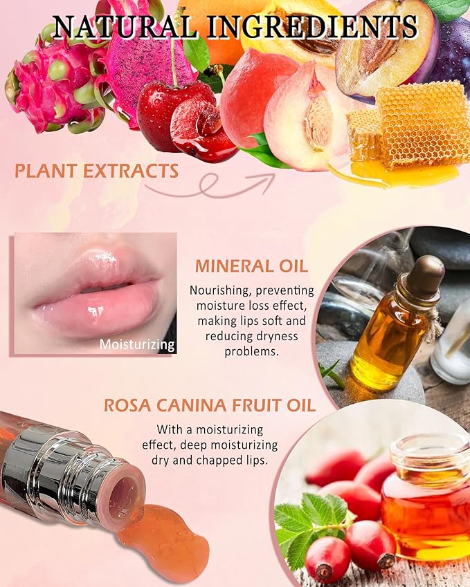 Lip Glow Oil Kit-3 Colors Moisturizing Tinted Lip Glow