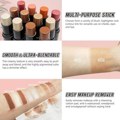 2 Pcs Cream Contour Stick Makeup Kit, Cream