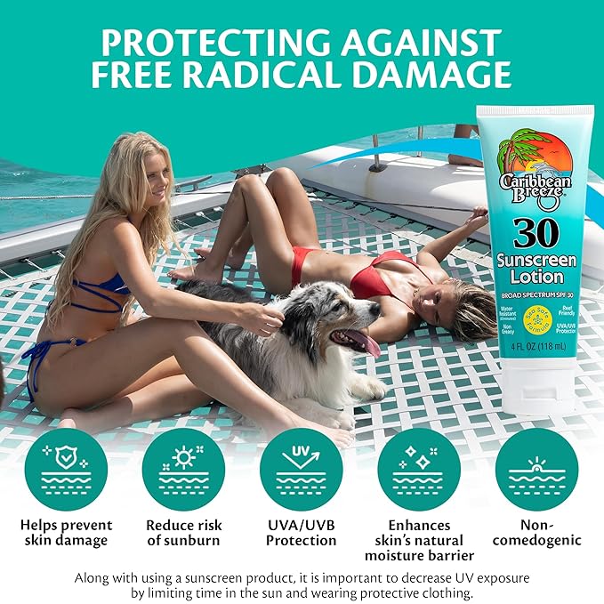 Reef Friendly Sunscreen SPF 30 Lotion, Mango Lime Scent Body Sunscreen Lotion, Rich in Anti Oxidants, Water Resistant Up to 80 Minutes, Broad Spectrum Body Lotion with Sunscreen, 4 oz, 2 Pack
