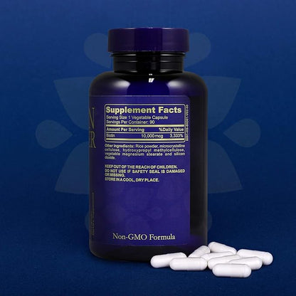 Biotin 10,000 mcg Hair Growth Booster Vitamins for Longer, Stronger, Healthier Hair & Nail, 90 Caps (3-Month Supply)