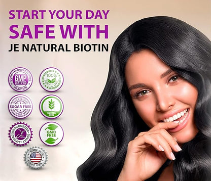 Biotin Hair Skin and Nails Vitamins, Vitamin C, Biotin and Collagen Supplements That Make Hair Grow Faster and Longer, for All Ages, 60 Capsules of Biotin 20000mcg Maximum Strength.