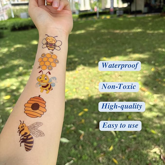 Bee Temporary Tattoo - 50Pcs Bee Birthday Party Festival Décor