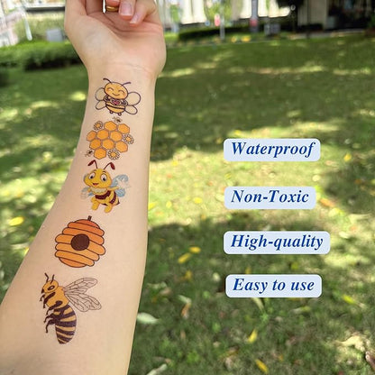 Bee Temporary Tattoo - 50Pcs Bee Birthday Party Festival Décor