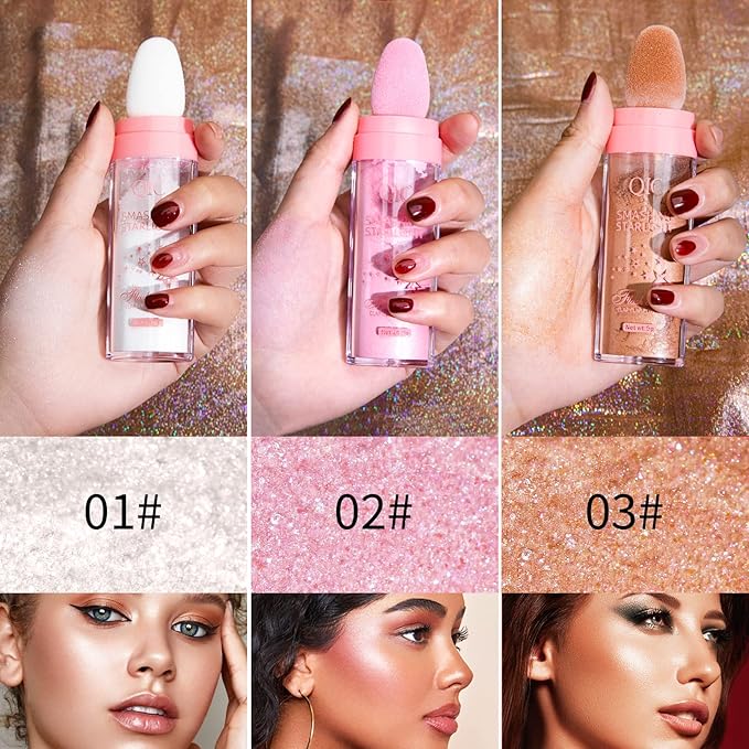 3 Colors Polvo De Hadas Highlighter Powder Stick Body Glow