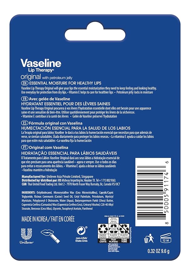 Vaseline Lip Therapy Care Original, Fast-Acting