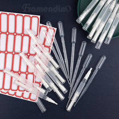 Framendino, 20 Pack Cuticle Oil Pens Empty Transparent Twist Pens with Brush Tip Liquid Tube Stickers