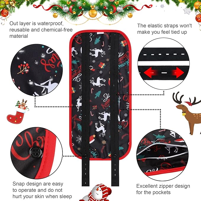 Leekalos Castor Oil Pack Wrap, Reusable Organic Castor Oil Packs for Liver Detox, Castor Oil Packs with Adjustable Elastic Strap for Christmas Gifts (Castor Oil Not Included) (Christmas Deer)