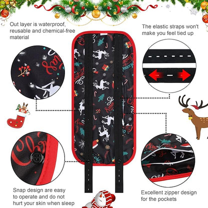 Leekalos Castor Oil Pack Wrap, Reusable Organic Castor Oil Packs for Liver Detox, Castor Oil Packs with Adjustable Elastic Strap for Christmas Gifts (Castor Oil Not Included) (Christmas Deer)