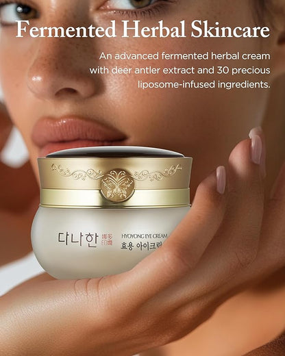 Hyoyong Korean Traditional Herbal Fermented Eye Cream Anti-Aging Treatment for Fine Lines Dark Circles with Lecithin, Botanical Extracts, Revitalizing for Sensitive Skin, 1.01 oz.