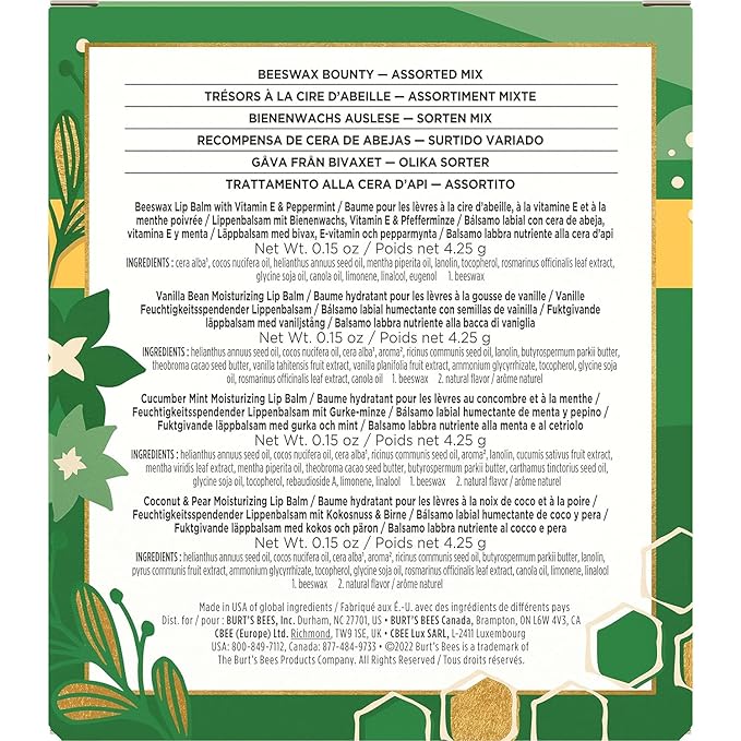 Burt's Bees Holiday Gift, 4 Lip Vanilla,