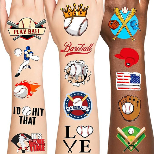 100 PCS Baseball Temporary Tattoos, Baseball Tattoos Stickers, Boys Girls