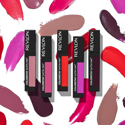 Revlon Liquid Lipstick, Lip Makeup, ColorStay Satin Ink, Longwear Rich Lip Colors, For mulated With Black Currant Seed Oil, 023 Up All Night, 0.17 Fl Oz