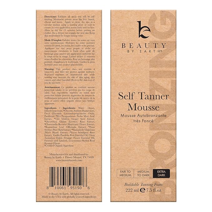 Self Tanner Tanning Mousse Kit - USA Made with Natural & Organic Ingredients, Self Tanner Mousse and Mitt, Self Tan Kit, Tanning Foam for Fake Tan, Ultra Dark Sunless Tanner, Self Tanners Best Sellers