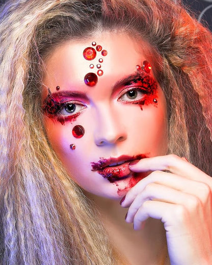 NIACONN Red Face Jewels Gems Stick on, 10 - Red