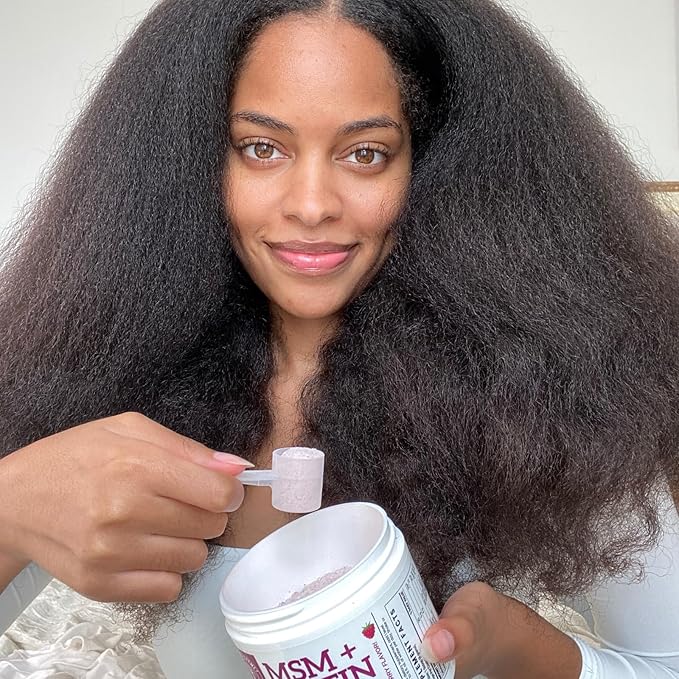 Qhemet Biologics MSM + Biotin Hair Nutrient Blend - Hair Vitamins Powder to Support Lush Volume - Bamboo Silica & Vitamins D3 + B12 for Hair Health - Jumpstart Your Rapid Hair Growth Journey (8.5 oz)