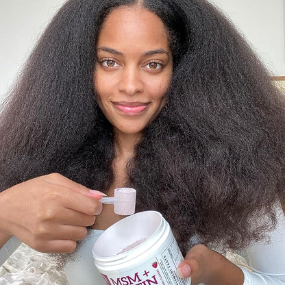 Qhemet Biologics MSM + Biotin Hair Nutrient Blend - Hair Vitamins Powder to Support Lush Volume - Bamboo Silica & Vitamins D3 + B12 for Hair Health - Jumpstart Your Rapid Hair Growth Journey (8.5 oz)