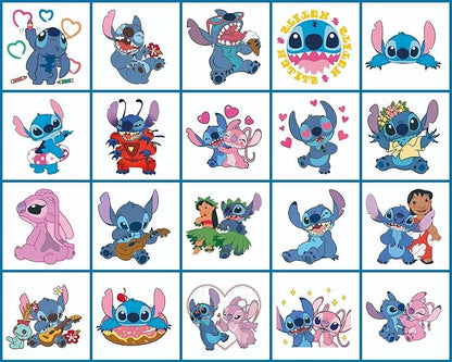 40pcs Stitch Temporary Tattoos Stickers for Kids,Birthday Party Girl Adult