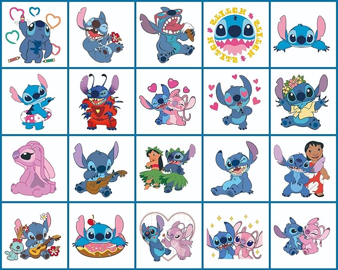 40pcs Stitch Temporary Tattoos Stickers for Kids,Birthday Party Girl Adult