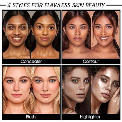12 Colors Cream [Blush+Contour+Concealer+Highlighter] Makeup Palette for Cheeks
