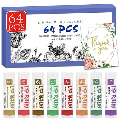 64 Pack Lip Balm, Natural Lip