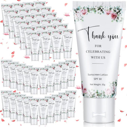 72 Pcs Mini Sunscreen Bulk for Summer Party Wedding SPF 30 Water Resistant Sunscreen Lotion Bulk 1oz Travel Size for Thank You Gifts Summer Party Wedding Supplies(Floral)