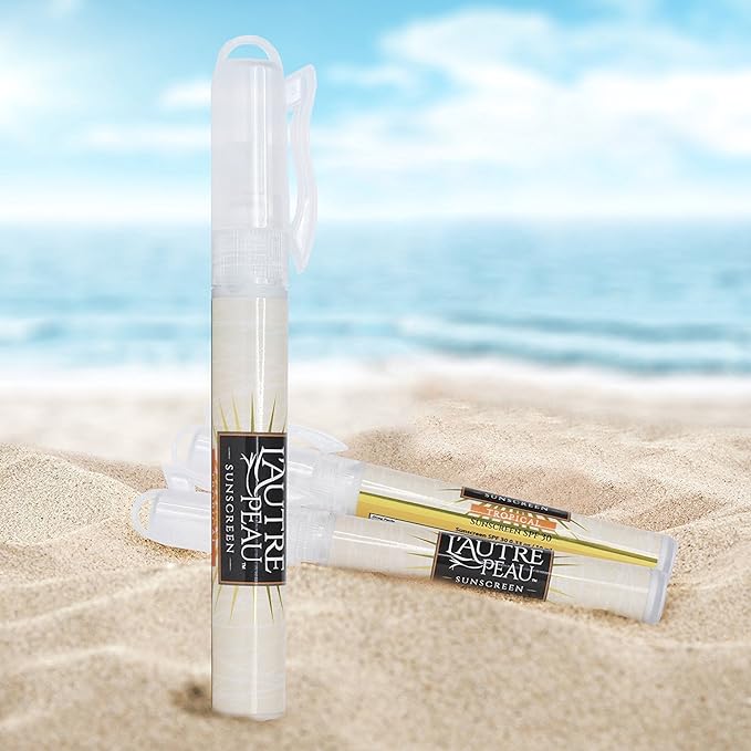 SPF 30 Sunscreen Multi-Pack by L'AUTRE PEAU | Travel Size Sunscreen for Men, Women, and Kids | Non-Greasy Water Resistant | Tropical Scent | TSA Approved | (3 Pack Sunscreen Spray Pen)