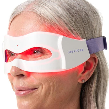 iRestore Red Light Therapy for Eyes – 180 LEDs Eye Mask with Infrared Light for Under-Eye Wrinkles, Forehead Lines, 11's, Crow’s Feet, Dark Circles – Enhances Results of Eye Cream, Lash & Brow Serums