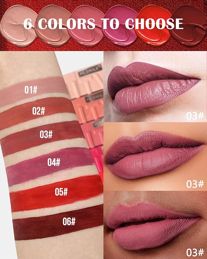 Matte Liquid Lipstick for Women, Highly Pigmented Color Lip Tint Stain, Super Velvet Matte Lip Gloss, Up to 16H Wear, Long Lasting Waterproof Smudge-proof, Non-Stick Cup Liquid Lipcolor Makeup-03#