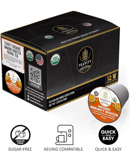 Organic Ginger with Echinacea, Turmeric, and Licorice for Keurig Decaf Tea by Teavity (36 Tea Pods)