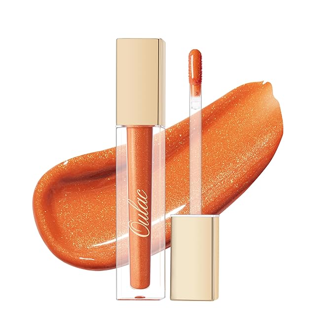 Oulac Shine Orange Liquid Lipstick for Women-Lip Plumper Lip Gloss for Dry Lip Care, Lightweight Soft and Hydrating Lip Tint Stain with Vitamin E & Rose Oil Vegan & Cruelty-Free, S06